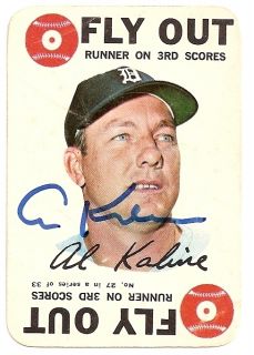 HOFer Al Kaline Signed 1968 Topps Fly Out Game Card 27 Detroit Tigers
