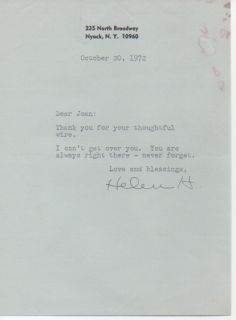 Helen Hayes Original Signed Letter to Joan Crawford