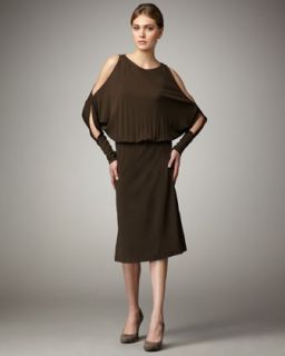 Donna Karan Jersey Zip Front Long Hooded Dress   
