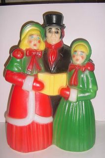 Christmas Lighted Blow Mold Plastic Caroling People