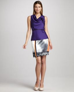 Roberto Cavalli Python Print Silk Blouse & Formfitting Ruffle Skirt