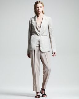 46HE THE ROW Tie Belt Organza Blazer, Linen Silk Camisole & Pleated