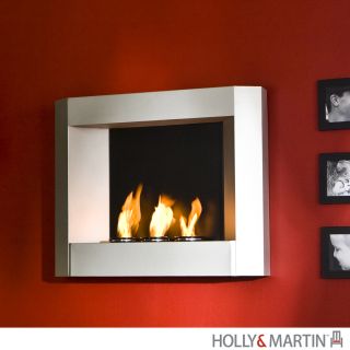 Halston Silver Modern Wall Mount Gel Fuel Fireplace Shabby Holly