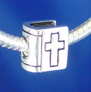 BIBLE HOLY CROSS CHRISTIAN JESUS LOVE Silver European Charm Bead fit