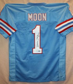 Warren Moon Autographed Houston Oilers Blue Jersey Authenticated by