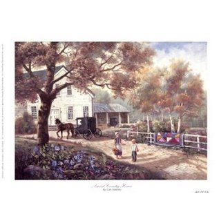 Carl Valente Amish Country Home 8.00 x 6.00 Poster Print