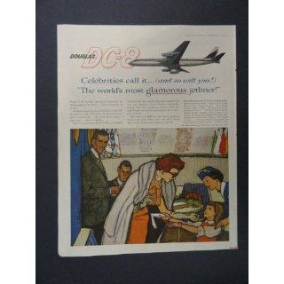 Douglas DC 8. 1960 full page print advertisement. art