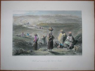 1847 Bartlett print WELLS AND REMAINS OF THE POOL OF BETHEL, PALESTINE