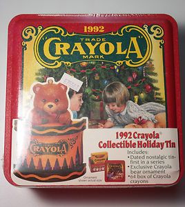 1992 CRAYOLA COLLECTIBLE HOLIDAY TIN Sealed Packaging 64 Crayons