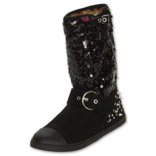 Sugar Glamour Womens Boots Black/Swirly Sequins