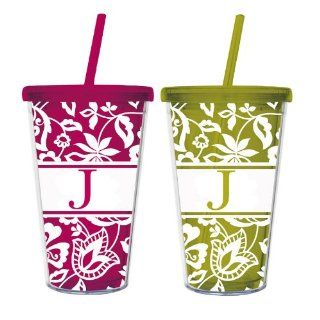 Floral Monogram Insulated Cup   J