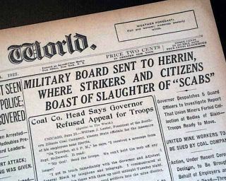 Herrin Massacre Illinois IL Lynch Mob 1922 NY Newspaper