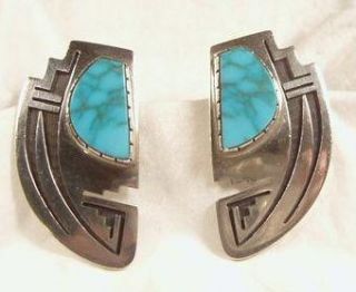 Sterling Turquoise Earrings Philbert / Phil Poseyesva Hopi Native