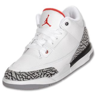 Jordan 3 Retro Preschool Basketball Shoes White/Red
