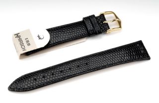Hirsch Genuine Lizard Watch Strap . Brand new, Black, 16mm , Regular