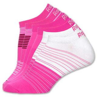 Reebok Stripe No Show Socks 3 Pack Pink/White