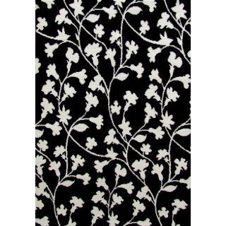 Hand knotted Black/ Ivory Floral Wool Rug, 8 X 10