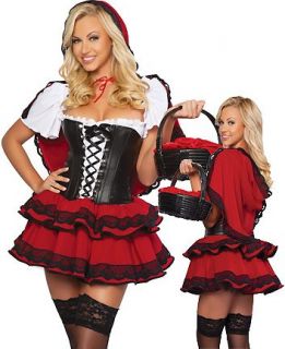 3WISHES Wolf Bait Costume Sexy Red Riding Hood Costumes