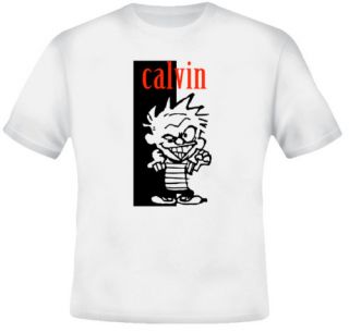 Calvin and Hobbes Joke Cool Funny Cartoon White T Shirt