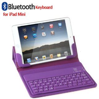 Purple Lined Leather Protective Case Bluetooth Keyboard