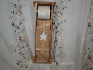 Handmade Cedar Wood Outhouse Toilet Tissue Paper Holder Star
