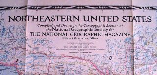 This is an original 1945 National Geographic Map of Northeastern