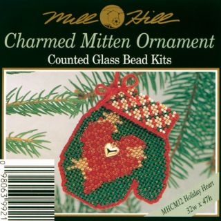 Holiday Heart Bead Cross Stitch Kit Mill Hill 2004 Mitten Ornaments
