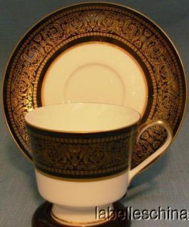 Mikasa Mount Holyoke Footed Teacup and Saucer A114 Gold Trimmed Tea