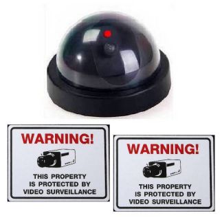 FAKE HOME SECURITY SYSTEM DUMMY SPY VIDEO CAM CCD DOME CCTV CAMERA RED