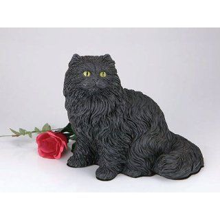 Longhair Black Cat Cremation Pet Urn for secure