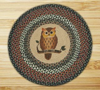 Country Owl Jute Braided Cabin Home Rustic Round Throw Rug 27