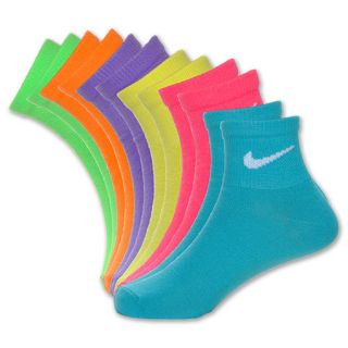 Nike 6 Pack Youth Neon Quarter Sock Multi