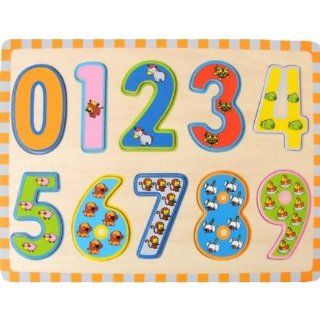Wooden Raised Puzzle  Numbers With Animals [Toy