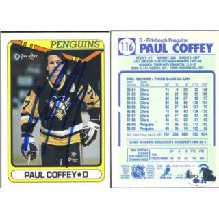 Paul Coffey Pittsburgh Penguins Signed 1990 OPeeChee Card