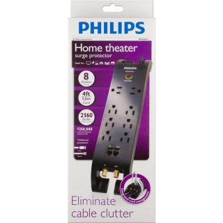 Philips Home Theater Premium Surge Protector Power Strip 8 Plug