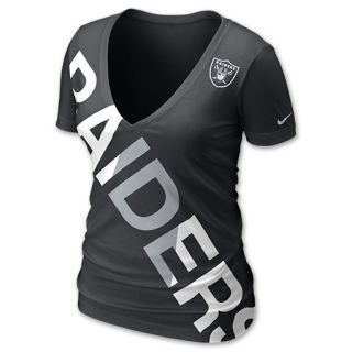 Nike NFL Oakland Raiders Off Kilter Womens V Neck Tee Shirt