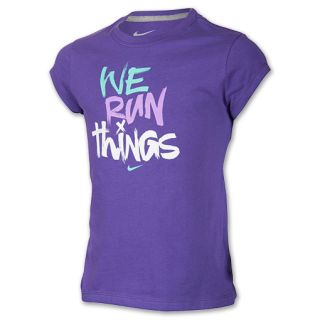 Girls Nike Run Things Tee Shirt Ultraviolet/Dark
