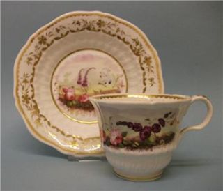 Samuel Alcock Hand Painted Coffee Cup and Saucer C 1830