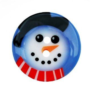 Plastic Christmas Themed Button Snowman With Hat And Scarf