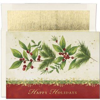 Antique Holly Boxed Christmas Cards and Envelopes