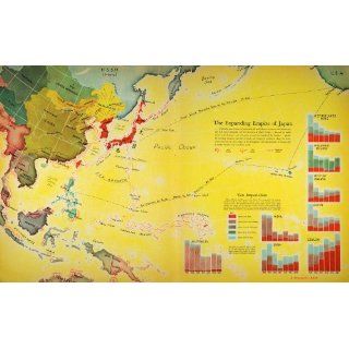 1936 Print Map Japanese Empire Japan Pacific China Art Yen