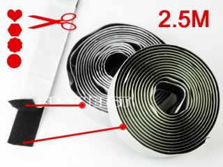  Black Self Adhesive Velcro Hook and Loop Tape Fastener 2 5m Long Craft