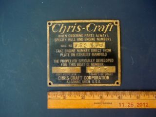Original Chris Craft Hull and Engine Number Plate Plaque