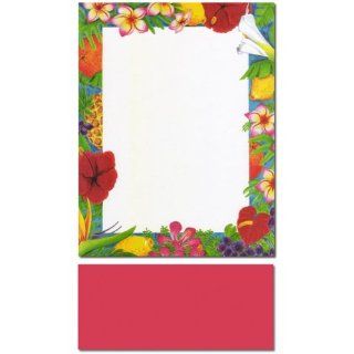200 Tropical Luau Stationery Sheets With 200 Red Envelopes