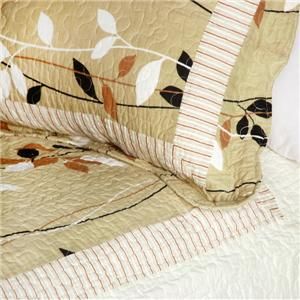 PC Dancing Branch Tan Leaves Rust 100% Cotton Vermicelli Queen Quilt