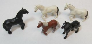 Safari Lot of 5 Small Horses Chestnut Jutland Heavy Trakehner White