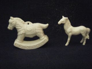 Two Miniature White Horses