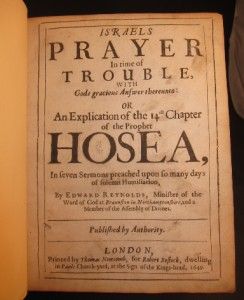 Edw Reynolds on Hosea 14th Original 1649 Puritan Commentary 99P Start