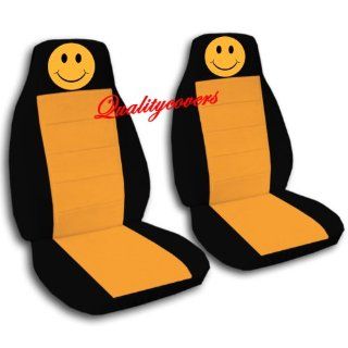 Black and orange Smiley face car seat covers for a 2002 Toyota