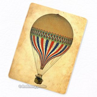 Yellow Hot Air Balloon Deco Magnet; Aircraft Sky Transportation Flying